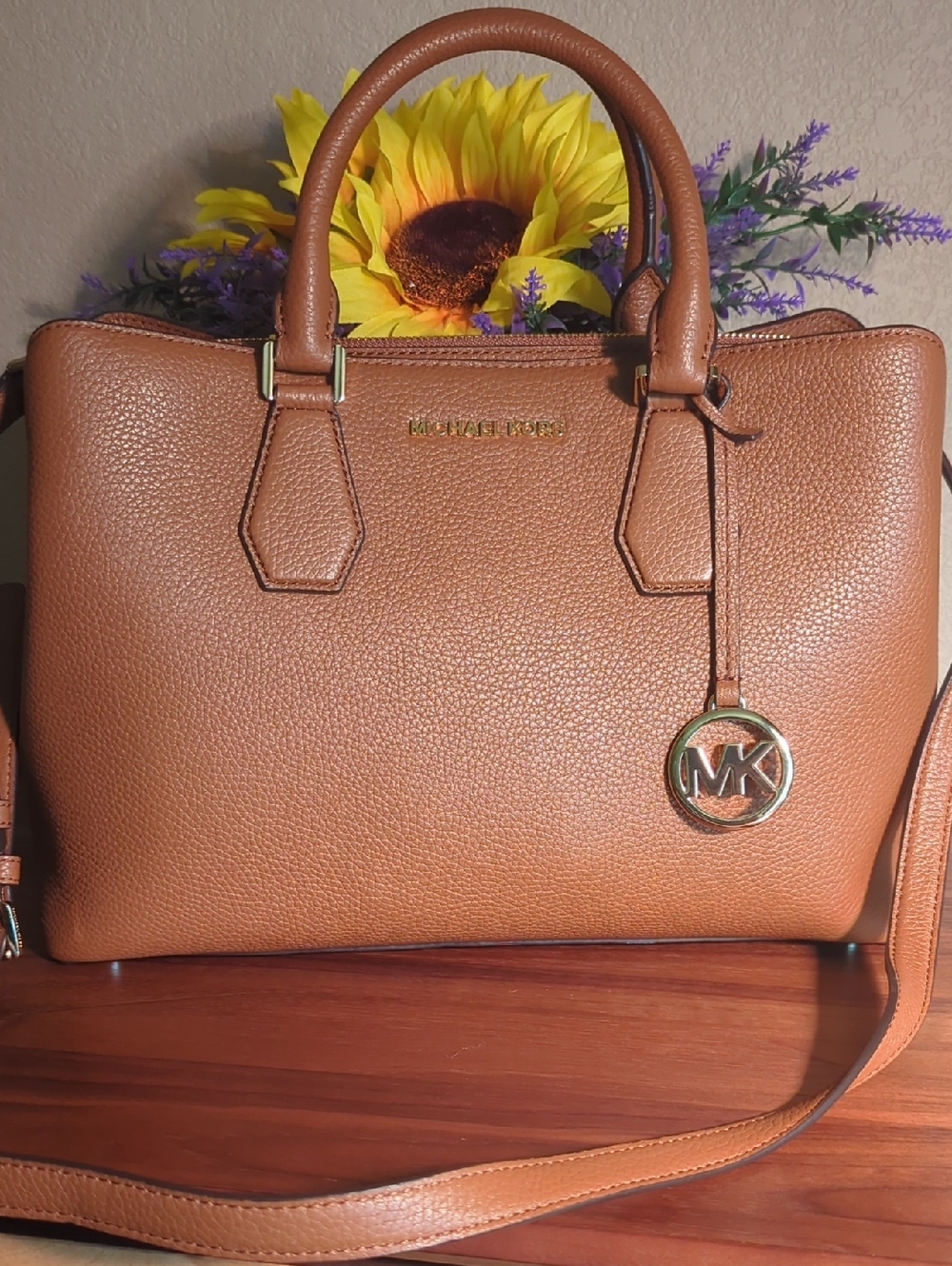 Michael Michael Kors Camille Large Leather Satchel - Saddle